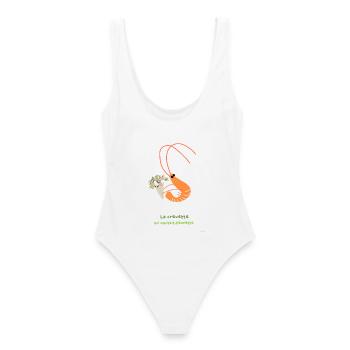 Crevette florale et bouquet joyeux - Maillot de bain femme - blanc - Dos - AI Model Female 172 dark (172cm)
