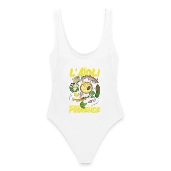 Aïoli Provençal Illustré - Maillot de bain femme - blanc - Dos - AI Model Female 172 dark (172cm)