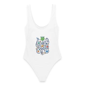 Cosmic Cutie : Labyrinthe Galactique - Maillot de bain femme - blanc - Dos - AI Model Female 172 dark (172cm)