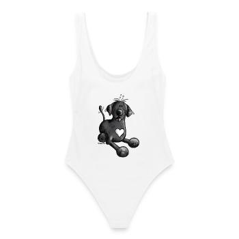 Labrador retriever chien comique design - Maillot de bain femme - blanc - Dos - AI Model Female 172 dark (172cm)