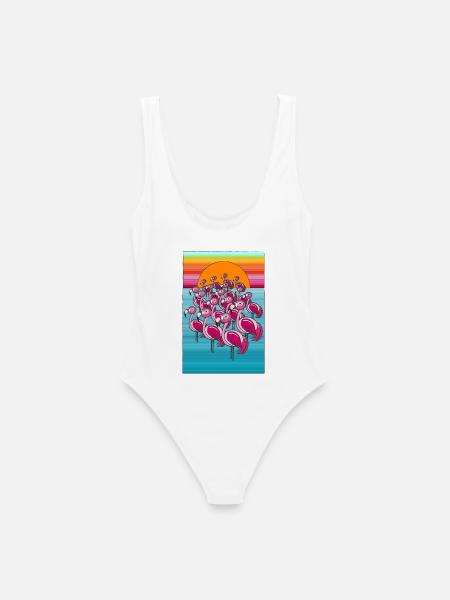 Flamingosssss - Frauen Badeanzug - Weiß