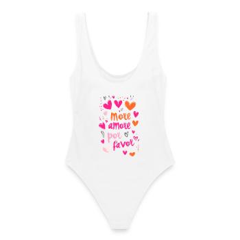 more amore por favor - Frauen Badeanzug - Weiß - Hinten - AI Model Female 172 dark (172cm)