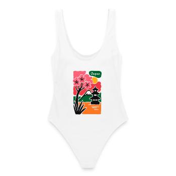 Temple Sakura au bord du lac, Japon - Maillot de bain femme - blanc - Dos - AI Model Female 172 dark (172cm)