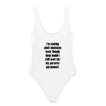 Inscription sur la vie ironique et drôle - Maillot de bain femme - blanc - Dos - AI Model Female 172 dark (172cm)
