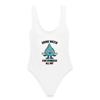Héros de la goutte d’eau – Boire de l’eau - Maillot de bain femme - blanc - Dos - AI Model Female 172 dark (172cm)