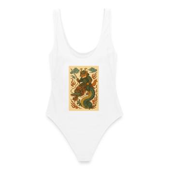 Guerriers renards et dragons en forme de combat - Maillot de bain femme - blanc - Dos - AI Model Female 172 dark (172cm)