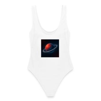 Red PlanetBlue with Rings - Women's Swimsuit - white - Back - AI Model Female 172 dark (172cm)