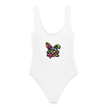 Couleurs néon de Psychedelic Bunny - Maillot de bain femme - blanc - Dos - AI Model Female 172 dark (172cm)