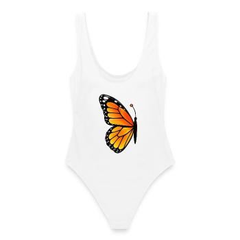 Matching butterfly - left wing  - Frauen Badeanzug - Weiß - Hinten - AI Model Female 172 dark (172cm)
