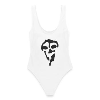 v136 logo - Frauen Badeanzug - Weiß - Hinten - AI Model Female 172 dark (172cm)