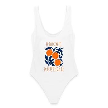 Fresh Citrus Orange Leaf Design - Women's Swimsuit - white - Back - AI Model Female 172 dark (172cm)