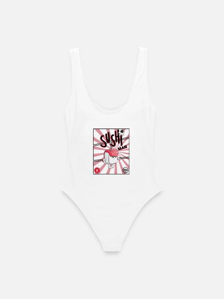 Sushiheld Retro Pop SushiMan - Frauen Badeanzug - Weiß