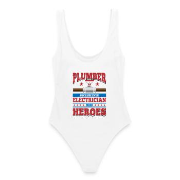 plombier - Maillot de bain femme - blanc - Dos - AI Model Female 172 dark (172cm)