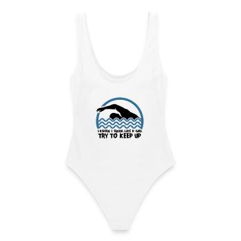 Nageur sport - Maillot de bain femme - blanc - Dos - AI Model Female 172 dark (172cm)
