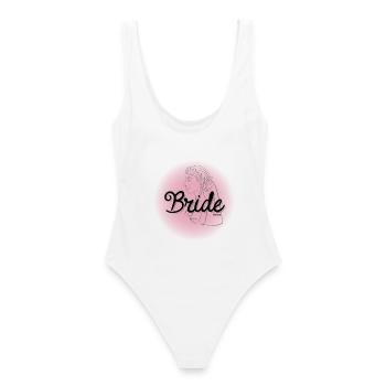 Bride to be - Frauen Badeanzug - Weiß - Hinten - AI Model Female 172 dark (172cm)