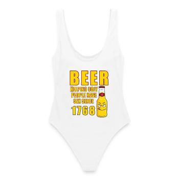 bière humour vilains depuis 1768 - Maillot de bain femme - blanc - Dos - AI Model Female 172 dark (172cm)