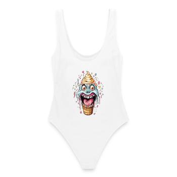 Cône de crème glacée humoristique design monstre - Maillot de bain femme - blanc - Dos - AI Model Female 172 dark (172cm)