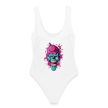 Colorful skull with acrylic design - Women's Swimsuit - white - Back - AI Model Female 172 dark (172cm)