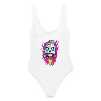 Conception de crème glacée crâne - Maillot de bain femme - blanc - Dos - AI Model Female 172 dark (172cm)