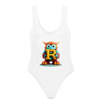 Colorful Monster with Letter R - Women's Swimsuit - white - Back - AI Model Female 172 dark (172cm)