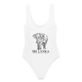 Éléphant du Sri Lanka – Merveille de l’Asie Souvenir & Gif - Maillot de bain femme - blanc - Dos - AI Model Female 172 dark (172cm)