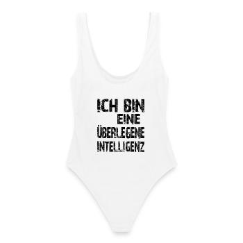 KI Spruch Ich bin eine überlegene Intelligenz - Frauen Badeanzug - Weiß - Hinten - AI Model Female 172 dark (172cm)
