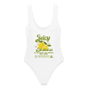 Motif citron pour les chemises d’affaires - Maillot de bain femme - blanc - Dos - AI Model Female 172 dark (172cm)