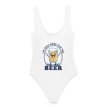 I'M ONLY HERE FOR THE BEER RETRO SAYING BEER - Women's Swimsuit - white - Back - AI Model Female 172 dark (172cm)