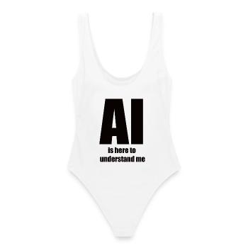 AI Is Here to Understand Me – Black Design - Frauen Badeanzug - Weiß - Hinten - AI Model Female 172 dark (172cm)