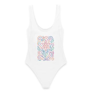 Motifs floraux vibrants pour des vêtements créatifs - Maillot de bain femme - blanc - Dos - AI Model Female 172 dark (172cm)