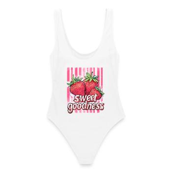 sweet goodness - erdbeere - Frauen Badeanzug - Weiß - Hinten - AI Model Female 172 dark (172cm)
