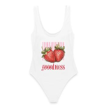 Erdbeere - goodness - Frauen Badeanzug - Weiß - Hinten - AI Model Female 172 dark (172cm)