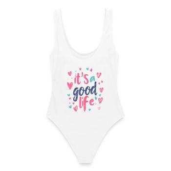 it's a good life - Frauen Badeanzug - Weiß - Hinten - AI Model Female 172 dark (172cm)