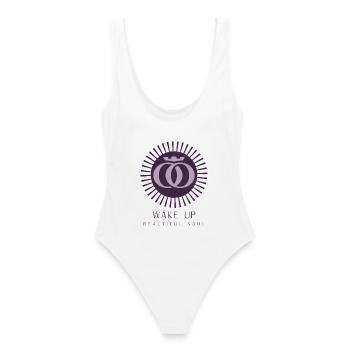 WAKE UP BEAUTIFUL SOUL - Frauen Badeanzug - Weiß - Hinten - AI Model Female 172 dark (172cm)