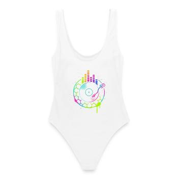 Musique Vinyle Platine DJ Equalizer Retro - Maillot de bain femme - blanc - Dos - AI Model Female 172 dark (172cm)