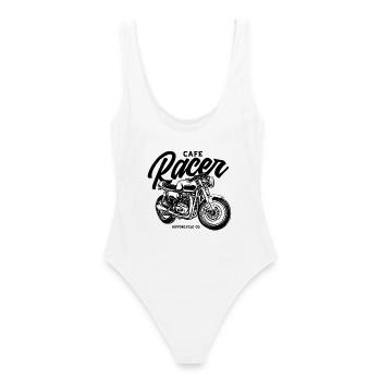 Croquis moto monochrome - Maillot de bain femme - blanc - Dos - AI Model Female 172 dark (172cm)