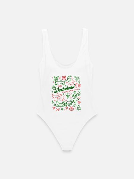 Dachshund Through the Snow Festive - Women's Swimsuit - white