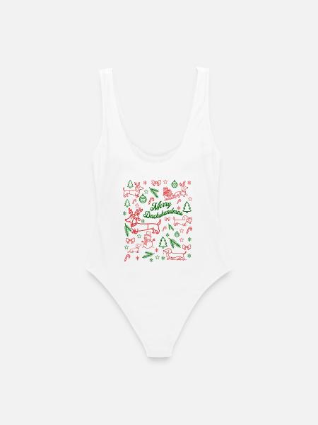 Dachshund Christmas Pattern - Women's Swimsuit - white