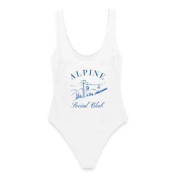 Alpine Social Club Après Ski Shirt Skiing Mountains - Women's Swimsuit - white - Back - AI Model Female 172 dark (172cm)