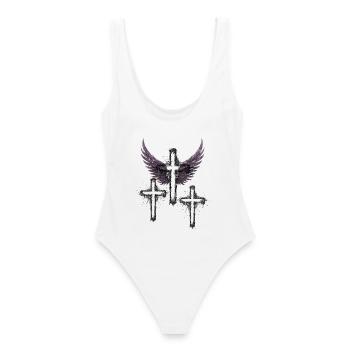 Angel Wings – Spiritual Aesthetic Design - Frauen Badeanzug - Weiß - Hinten - AI Model Female 172 dark (172cm)