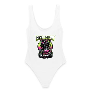 Pixel Claw Punk Spirit pour le streetwear néon - Maillot de bain femme - blanc - Dos - AI Model Female 172 dark (172cm)