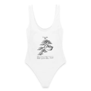 Style Bonsai Cascade avec caractères japonais - Maillot de bain femme - blanc - Dos - AI Model Female 172 dark (172cm)