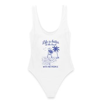 Chemise de plage Vacances drôles sans humain - Maillot de bain femme - blanc - Dos - AI Model Female 172 dark (172cm)