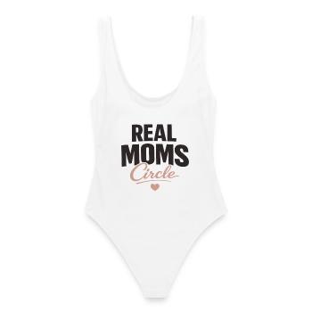 Real Moms Circle Typografie für starke Mamas - Frauen Badeanzug - Weiß - Hinten - AI Model Female 172 dark (172cm)