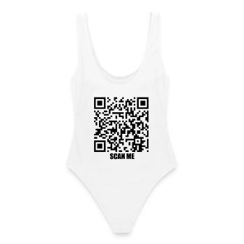 Quote Message – Smile At Me - Frauen Badeanzug - Weiß - Hinten - AI Model Female 172 dark (172cm)