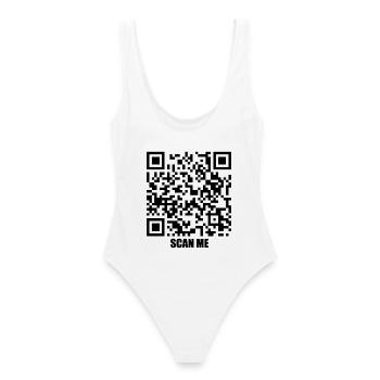 Quote Message – Kiss Me - Frauen Badeanzug - Weiß - Hinten - AI Model Female 172 dark (172cm)