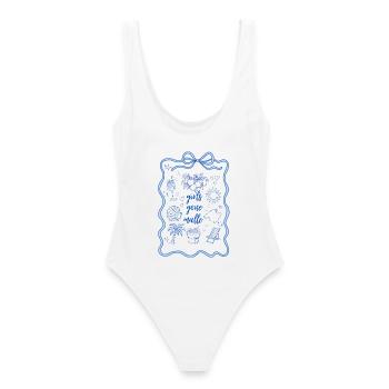 Les filles sont parties Voyage des filles à Majorque - Maillot de bain femme - blanc - Dos - AI Model Female 172 dark (172cm)