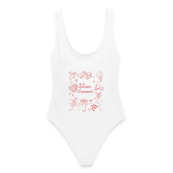 Vacances d’été en Italie Plage Mode Pizza Glace - Maillot de bain femme - blanc - Dos - AI Model Female 172 dark (172cm)