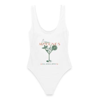 Vacances à Mykonos Voyage entre filles Enterrement de vie de garçon - Maillot de bain femme - blanc - Dos - AI Model Female 172 dark (172cm)