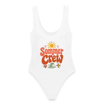 Sommer Crew Retro Sonne und Wellen Vibes - Frauen Badeanzug - Weiß - Hinten - AI Model Female 172 dark (172cm)
